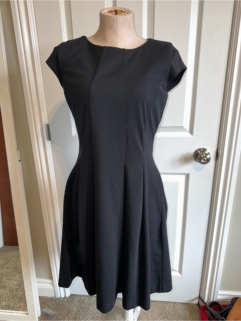 Michael Kors Classic Black Cap-Sleeve Fit & Flare Dress